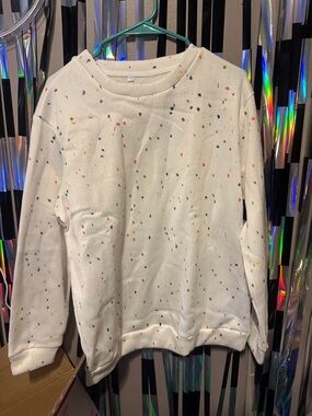 White Speckled Crewneck Sweater - Multicolor Speckle